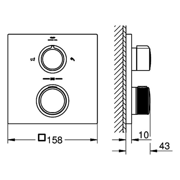 GROHE Thermostatbatterie Allure 19446_2 FMS für Rapido SmartBox satin steel