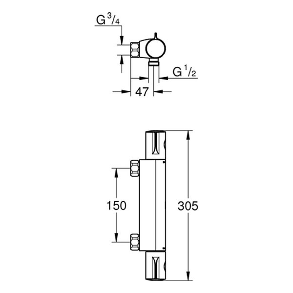 GROHE THM-Brausebatterie Grohtherm 800 34561 ohne Anschlüsse chrom
