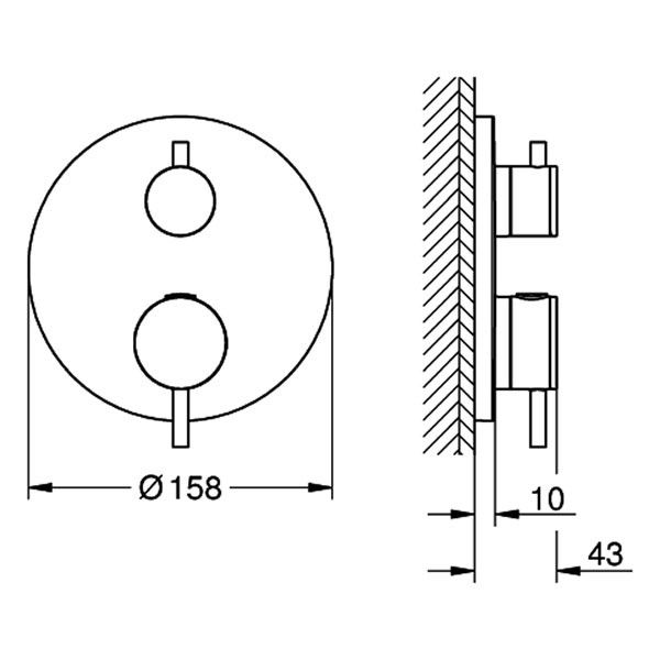 GROHE THM-Wannenbatt. Atrio 24359 FMS für 35604 2-W-Umstellung satin graphite