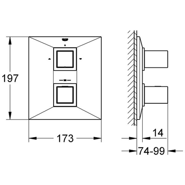 GROHE UP-THM-Wannenbatterie Allure Brilliant 19792 FMS für Rapido T chrom