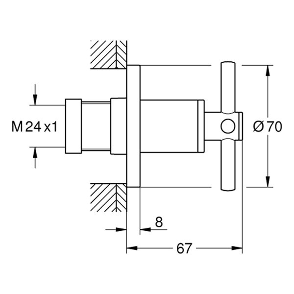 GROHE UP-Ventil-Oberbau Atrio 29396 Kreuz-Griff chrom