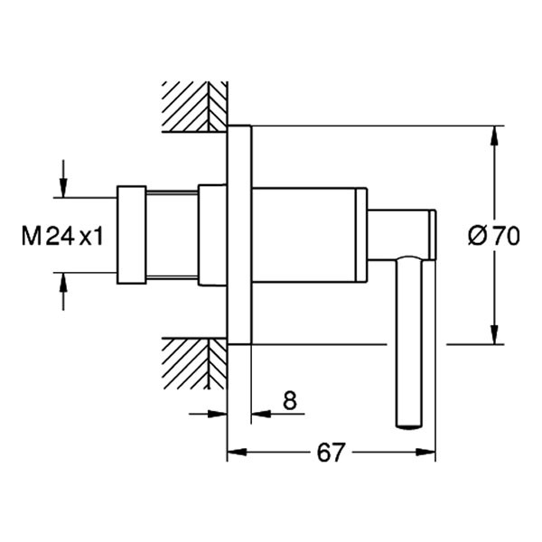 GROHE UP-Ventil-Oberbau Atrio 29397 Hebelgriff satin steel