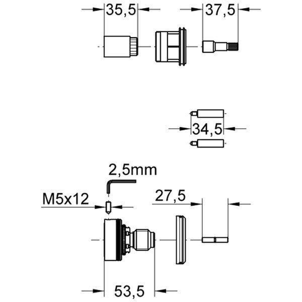 GROHE Verlängerung Tenso/Atrio 47367 für Thermostat Brause UP 27,5mm chrom