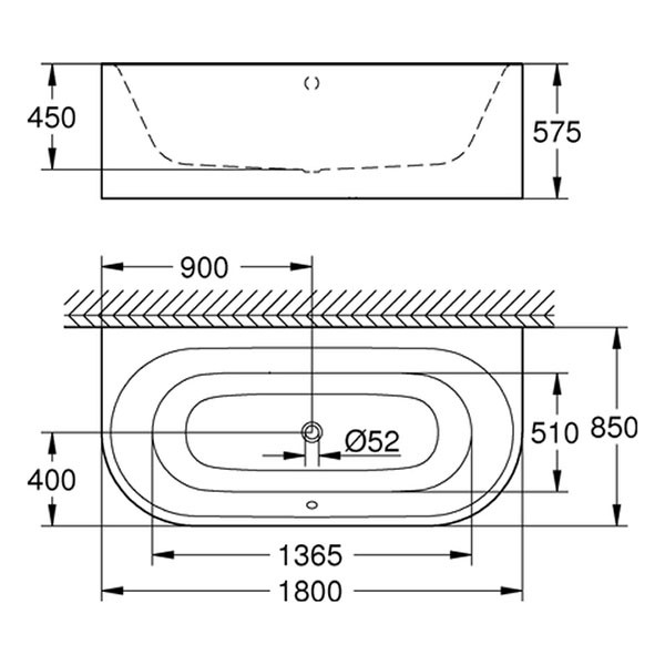 GROHE Vorwand-Badewanne Essence 39649 alpinweiß