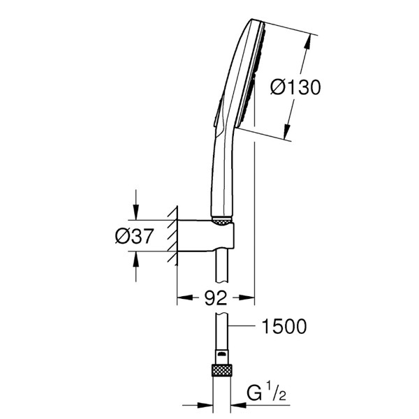 GROHE Wandhalterset Rainshower 130 SmartActive 26581 9,5l chrom