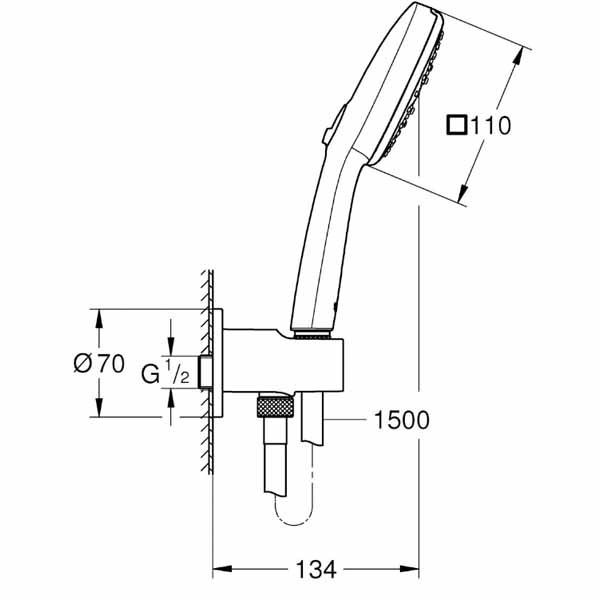GROHE Wandhalterset Tempesta Cube 110 26910_3 3 Strahlarten WS matt black