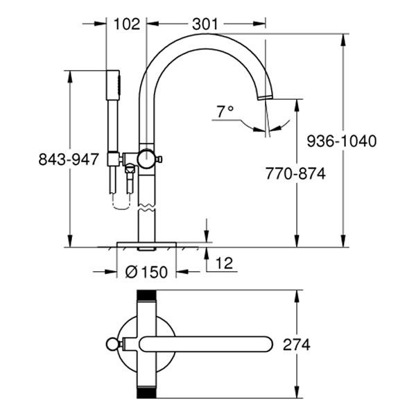 GROHE Wannenbatterie Atrio Private C. 25229 BM Knopfbetätigung warm sunset