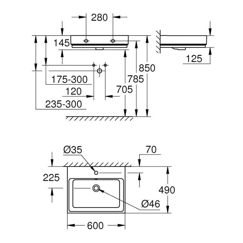 GROHE Waschtisch Cube Keramik 39473 60cm PureGuard alpinweiß