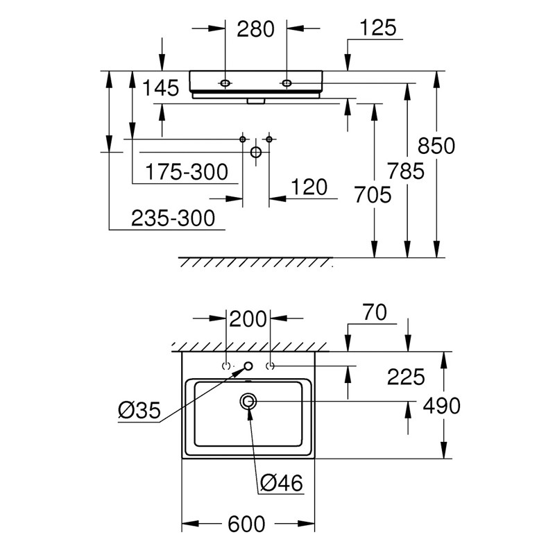 GROHE Waschtisch Cube Keramik 39473 60cm PureGuard alpinweiß