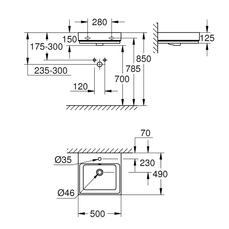 GROHE Waschtisch Cube Keramik 39474 50cm PureGuard alpinweiß