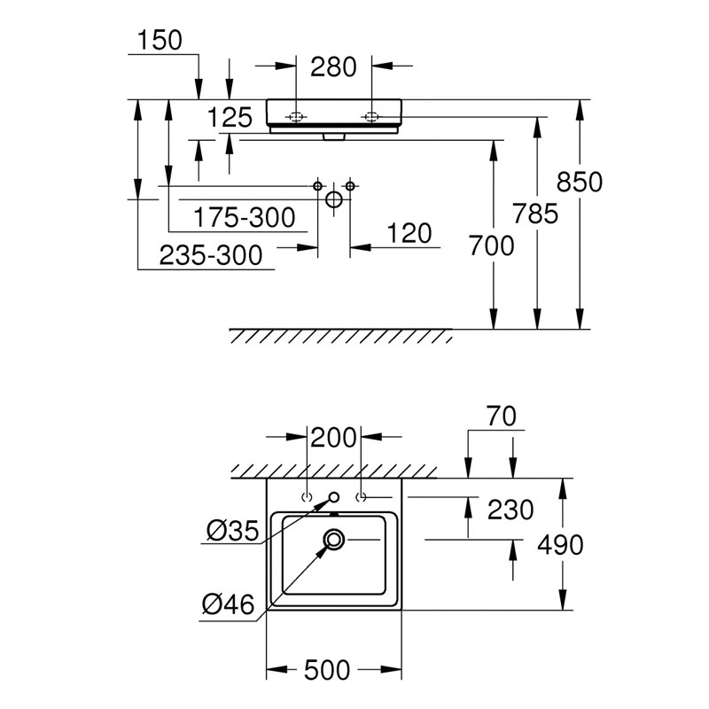 GROHE Waschtisch Cube Keramik 39474 50cm PureGuard alpinweiß