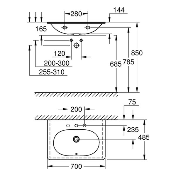 GROHE Waschtisch Essence Keramik 39564 700x485 mm PureGuard alpinweiß