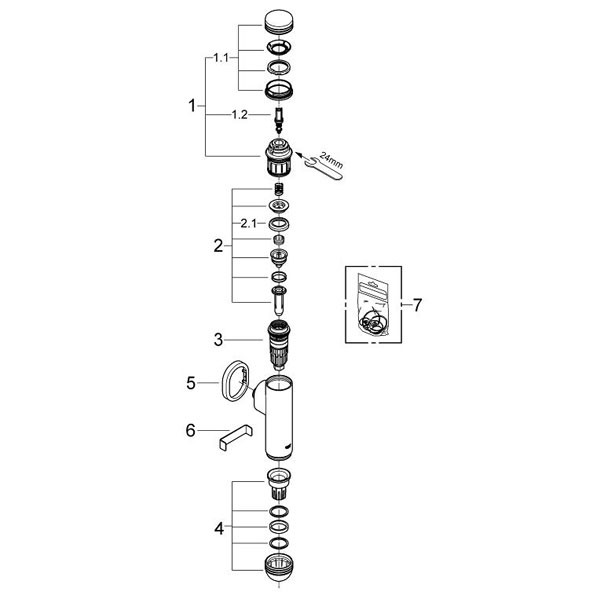 GROHE WC-Druckspüler Rondo A.S. 37145 Aufputz ohne Vorabsprerrung DN20 chrom