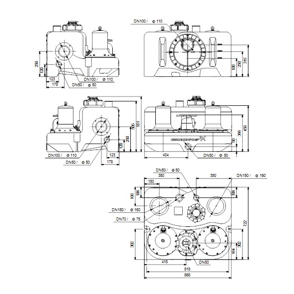 GRUNDFOS Doppelhebeanlage MULTILIFT MD MD 12.3.4, 400 V