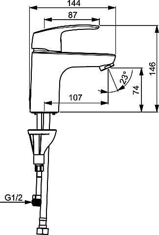 chrom Hansa Waschtisch-Einhandmischer HansApinto 4505 Funktionsbrause 