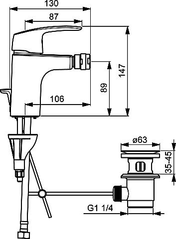 HA Einhand Einlochbatterie für Sitzwaschbecken Hansapinto 4507 verchr.