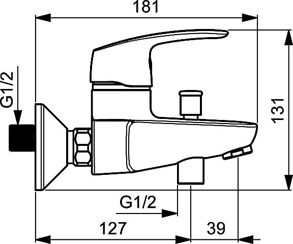 HA Einhand-Wannen-Batterie Wandaufbau Hansapinto 4511 verchromt