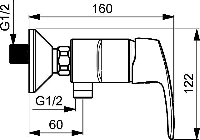 HA Einhand-Brausebatterie Wandaufbau Hansapinto 4512 verchromt