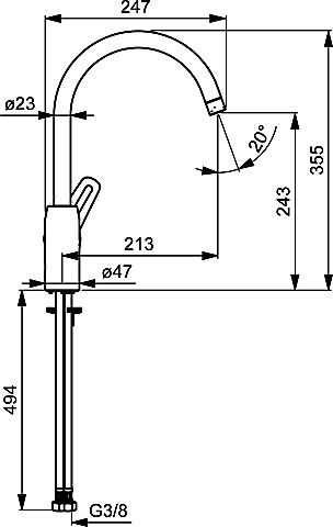 HA Spültisch-Einhand-Einlochbatterie Hansapinto 4513, verchromt
