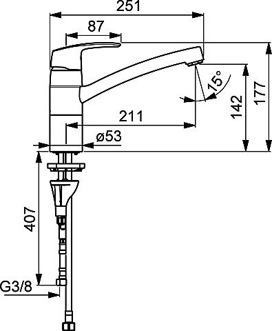 HA Spültisch-Einhand-Einlochbatterie Niederdruck, Hansapinto 4538, chrom