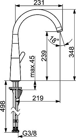 HA Spültisch-Einhand-Einlochbatterie, ND Hansadesigno 5102 1183 verchromt