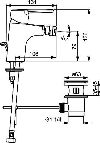 HA Einhand-Einlochbatterie für Sitzwaschbecken Hansapolo 5143 chrom