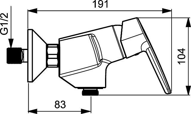 HA Einhand-Brause-Batterie für Wandaufbau Hansapolo 5145 chrom