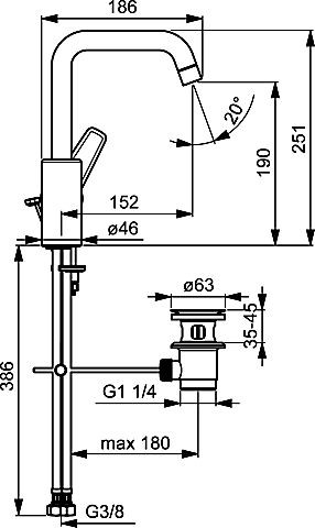 HA Waschtisch-Einhandmischer Hansapolo 5155 seitlich bedient, verchromt