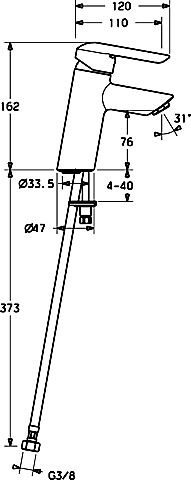 HA Einhand Einlochbatterie für Hansavantis XL 5237, verchromt