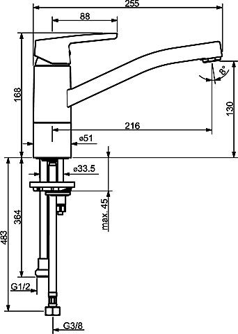 HA Spültisch-Einhand-Einlochbatterie Hansapolo 5266, chrom