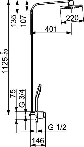 Hansa Brause-Thermostat-Batterie für Wandaufbau Hansaemotion grau/chrom