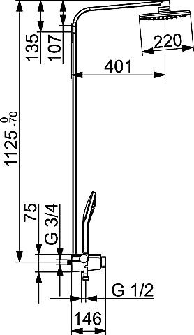 Hansa Brause-Thermostat-Batterie für Wandaufbau Hansaemotion grau/chrom