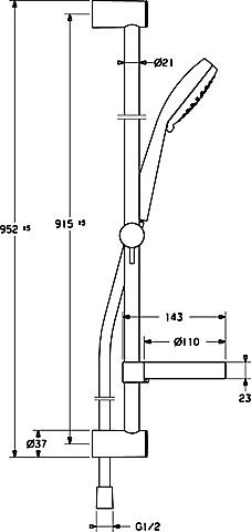 Hansa Brause-Thermostat-Batterie mit Wandstangenset,Hansaunita 4813 verchromt