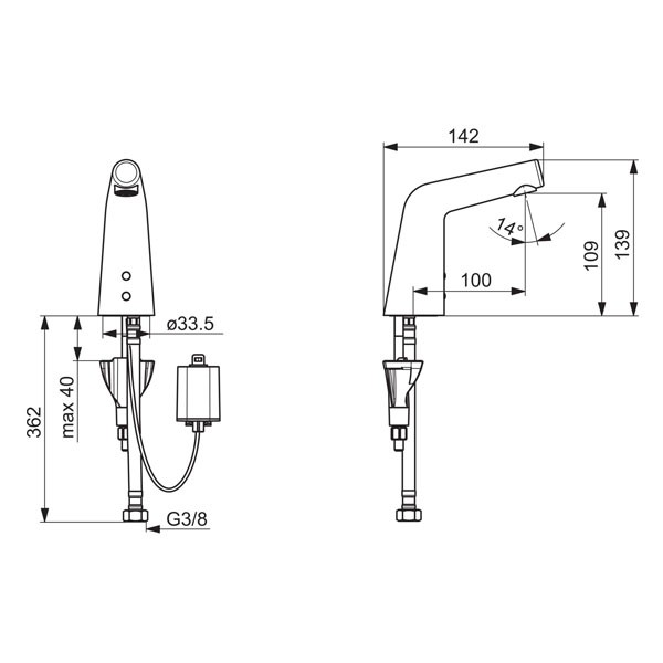 HA Waschtisch-Elektronik-Batterie Hansadesigno 5193 2201 verchromt