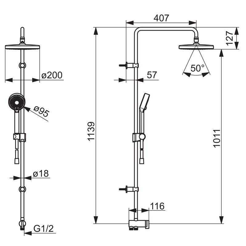 HA Kopfbrause-Set HANSABASICJET 4438 Chrom DN 15
