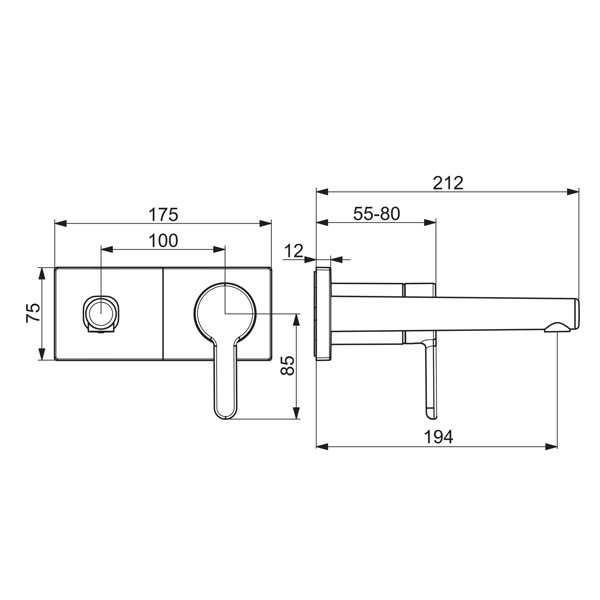 HA Fertigmontageset WT-Wandbatterie 2-Loch, Hansadesigno 5109 chrom