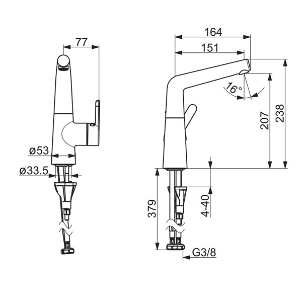 HA WT-Einhand-ELB Hansadesigno 5149 ohne Ablaufgarnitur verchromt