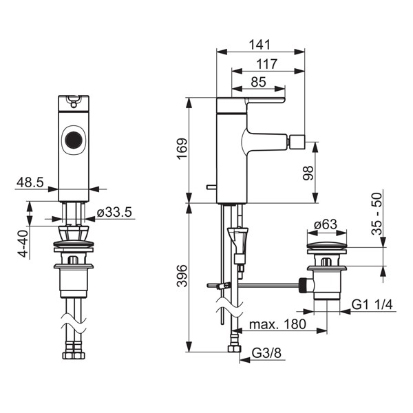 HA EHM für Sitzwaschbecken Hansadesigno 5173 chrom