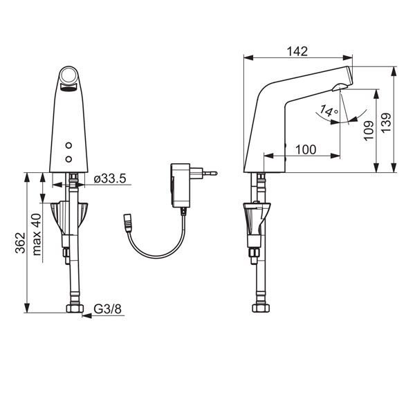 HA Waschtisch-Elektronik-Batterie Hansadesigno 5193 2211 verchromt