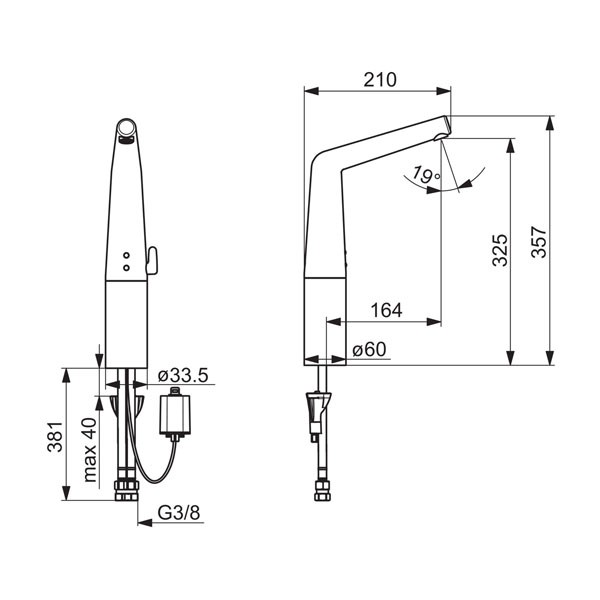 HA Waschtisch-ELB Hansadesigno 5194 2201 mit Batteriebetrieb verchromt
