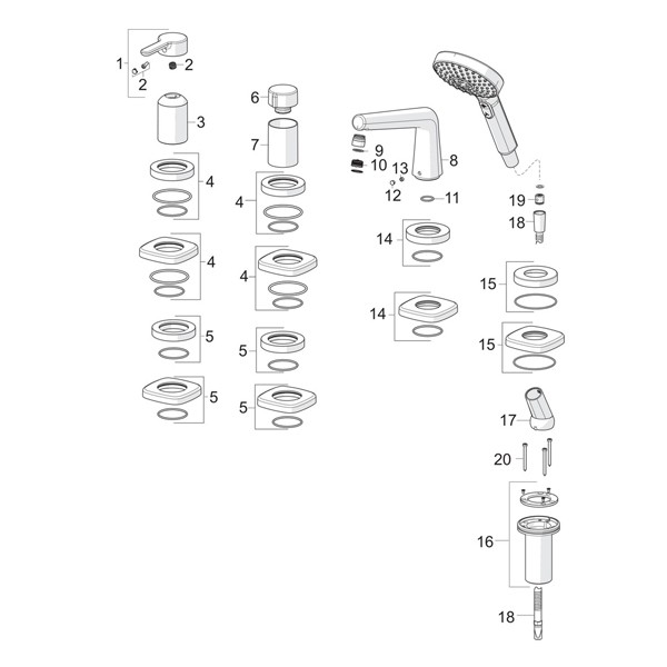 HA Fertigmontagset EHM für alle 4-Loch- Einbausets Hansadesigno 5312 chr.