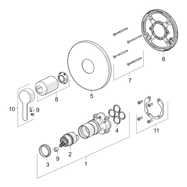 HA Funkt.Einheit m. Dekorset Einhand- Brause-Batt. Hansadesigno 8110 9563 chr