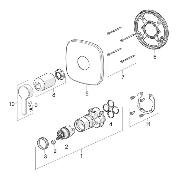 HA Funkt.Einheit m. Dekorset Einhand- Brause-Batt. Hansadesigno 8110 9593 chr