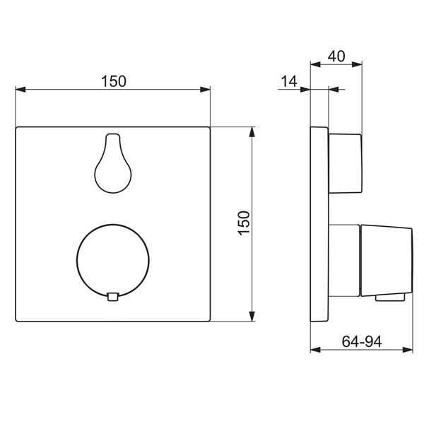 HA Funktionseinheit mit Dekorset Therm.- Wannen-Batterie, Hansaliving 8114, chrom