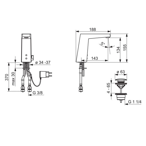 HA Waschtischbatterie HANSALOFT 5748 Berührungslos Chrom DN15