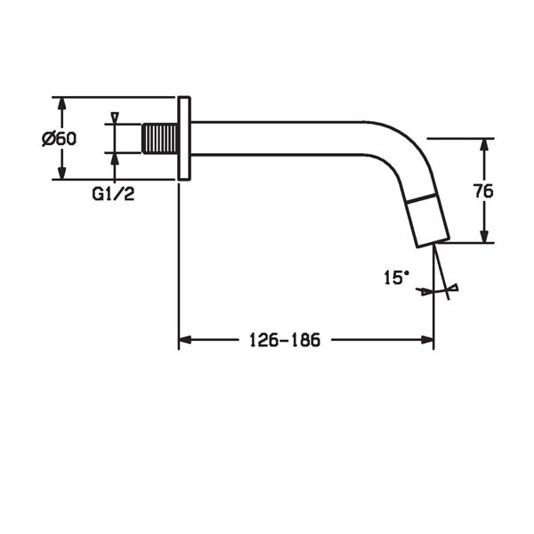 HA EHM WT-Batt. HANSANOVA 5096 Ausld. 186 mm DN15 Matt-Schwarz