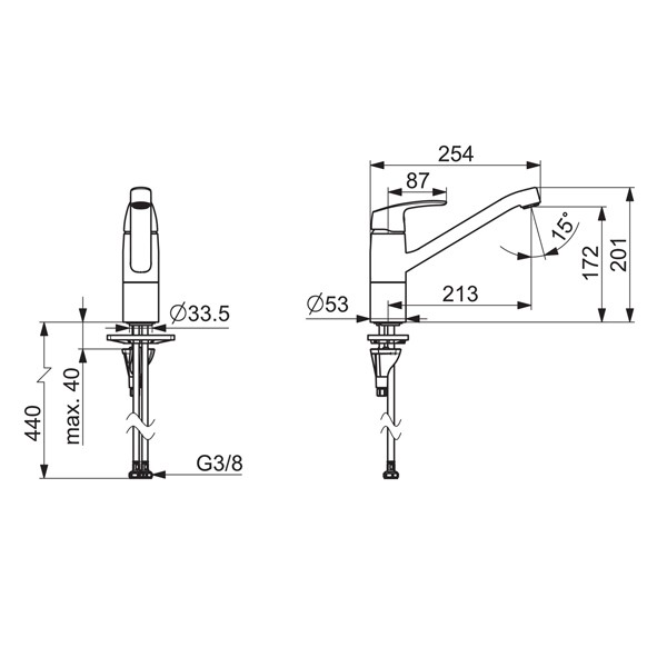 HA Küchenarmatur HANSAPINTO 4508 Einhebelmischer Chrom DN15
