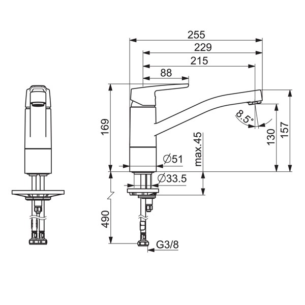 HA Spültisch-Einhand-Einlochbatterie Hansapolo 5148 chrom