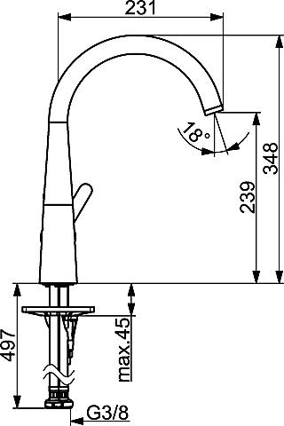 HA Spültisch-Einhandmischer Hansadesigno 5101 2283 verchromt