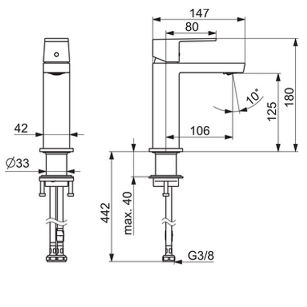 HA EHM WT-Batt. HANSASTELA 5719 Ausld. 174mm chr